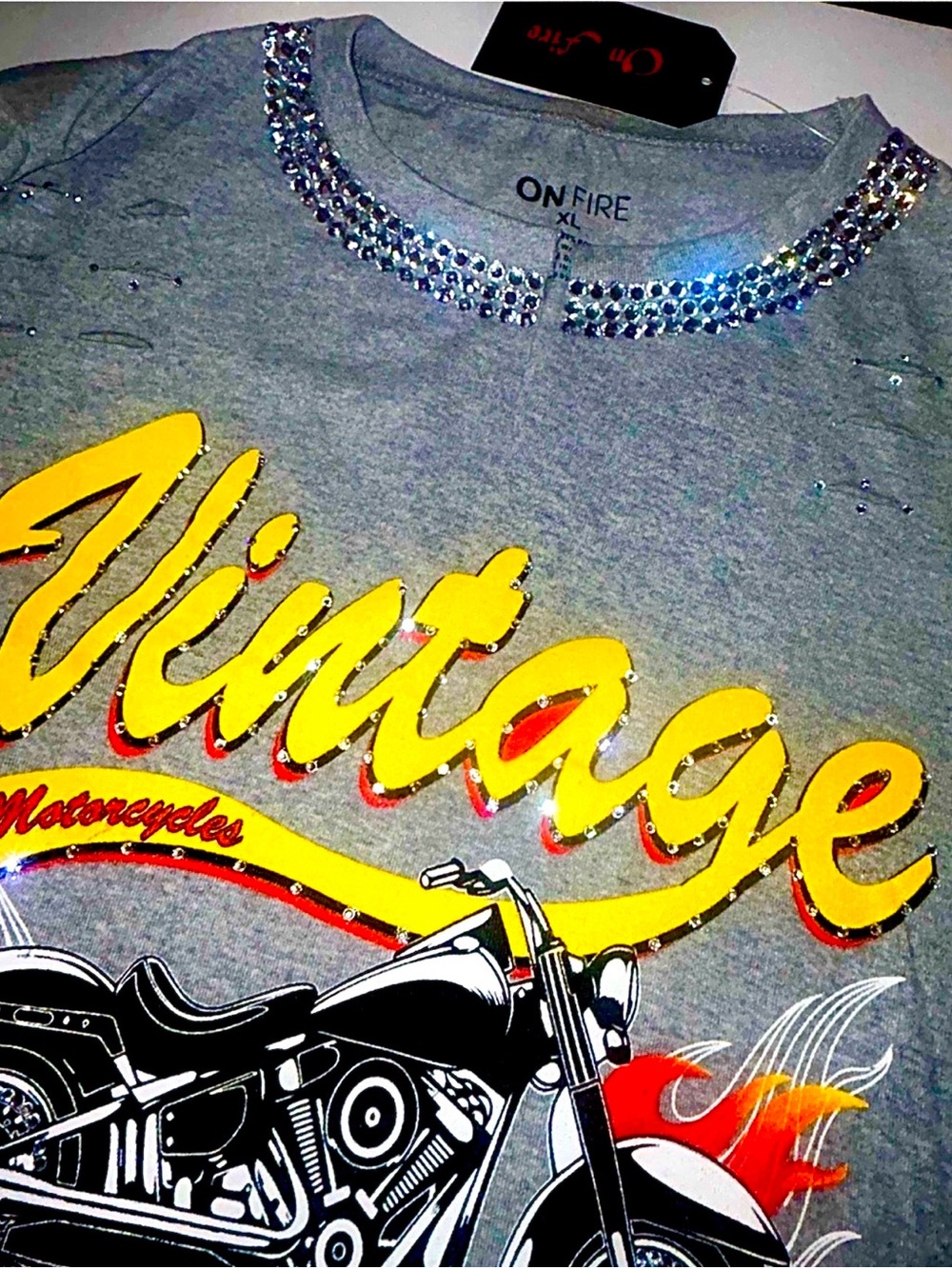 Customize Tee with Yellow 'Vintage' Motorcycle Graphic
